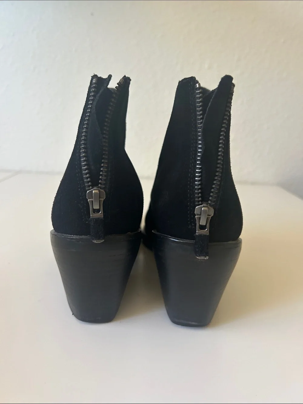 Eileen Fisher Black Suede Ankle Booties with Block Heel